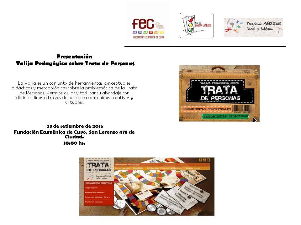 Presentación de la Valija Pedagógica sobre Trata de Personas en Mendoza, Argentina