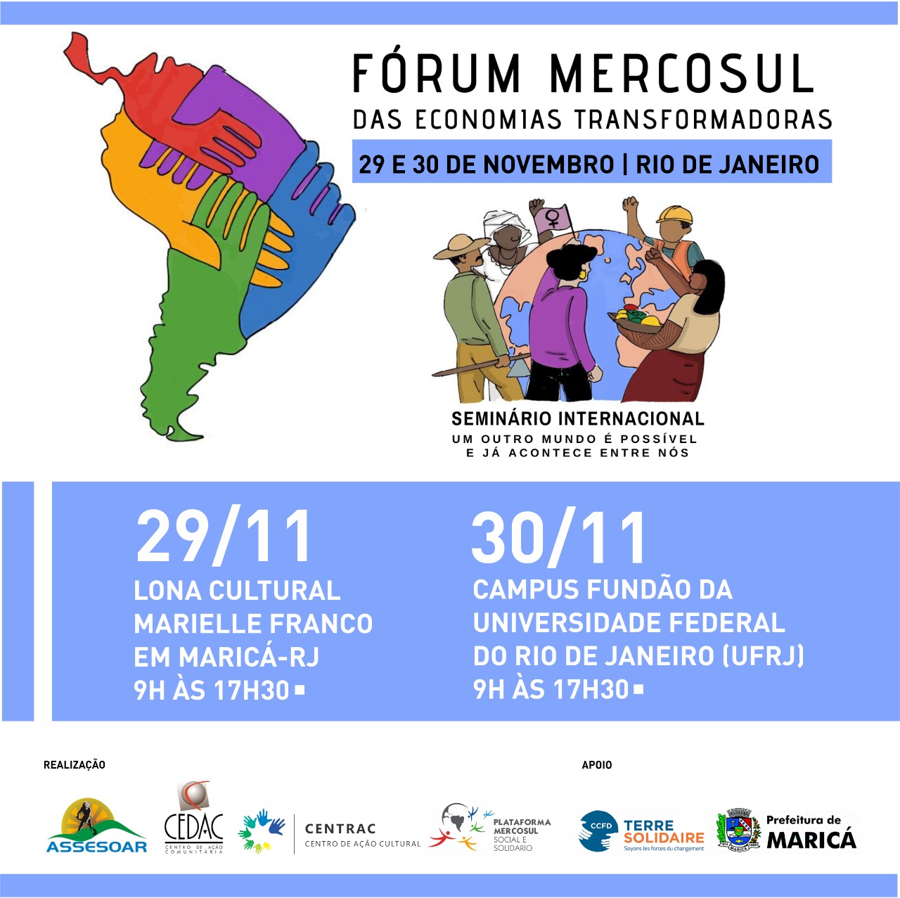 29 y 30 NOV. Organizaciones sociales realizarán el Foro Mercosur de Economías Transformadoras